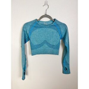 Women's Long Sleeve Crop Top Workout Shirts Seamless with Thumb Hole Athletic M